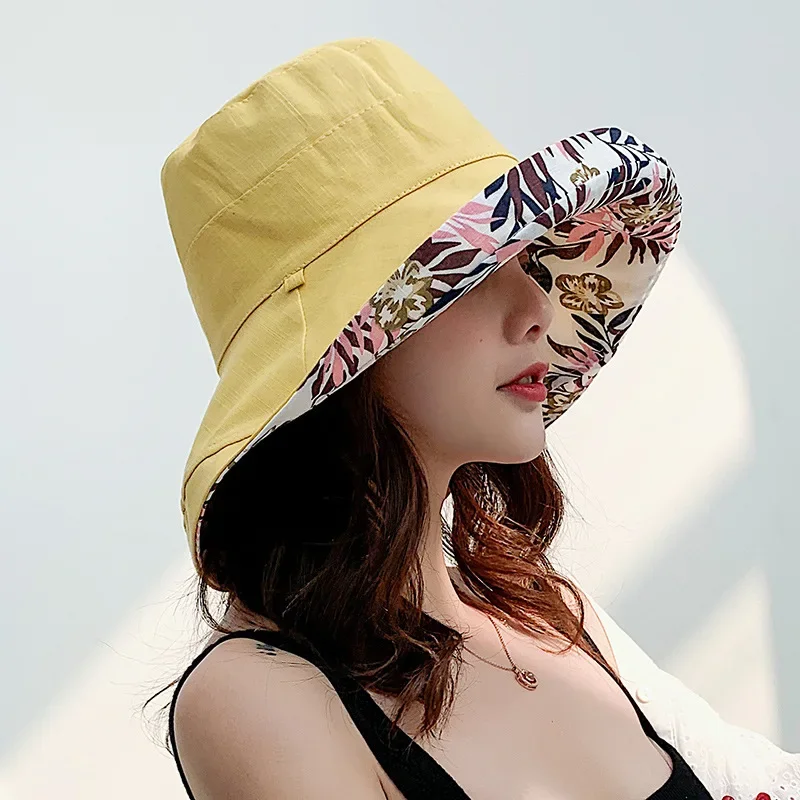 Bucket Hat Women's Summer Korean-Style Fashionable Travel Sun Hat Sun Protection UV Protection Cover Face Wide Brim Internet Cel