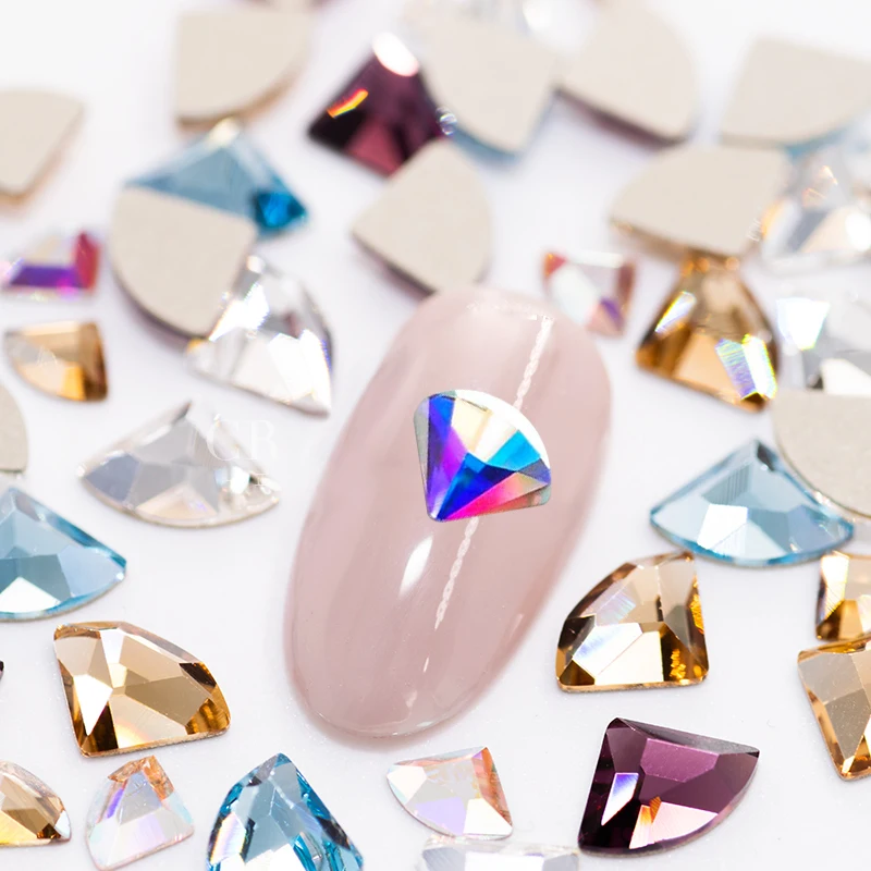 

Веерные стразы, все цвета, стеклянные кристаллы, художественные камни, 3D персонализированные стразы с плоской задней частью, камни для украшения ногтей