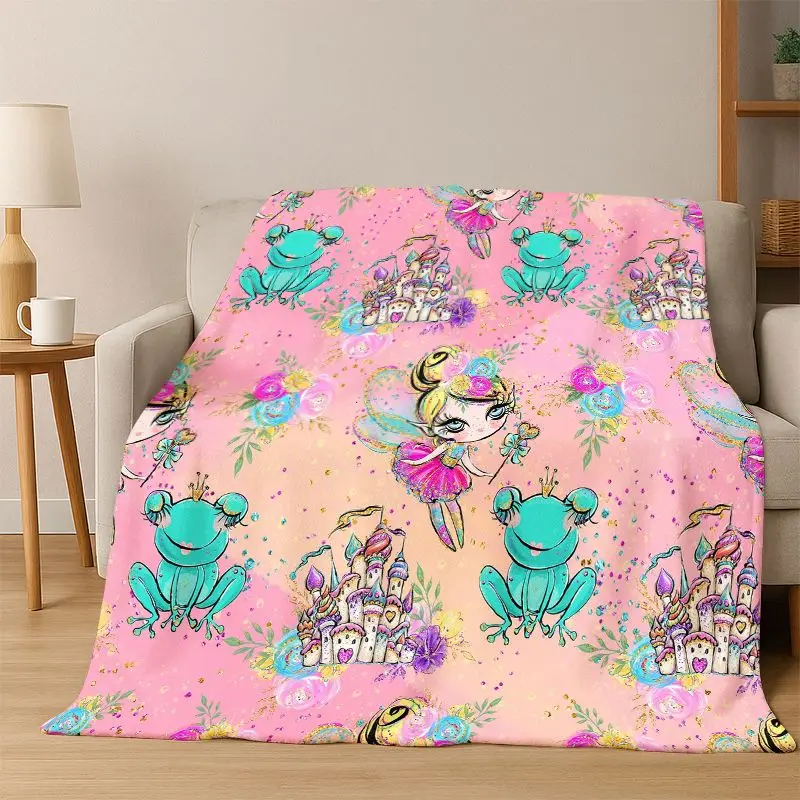 Cartoon Ballet Cute Girl Ballerina Flannel Blanket Soft Warm Blanket Throw Blanket for Bedroom Living Room Bed Travel Picnic