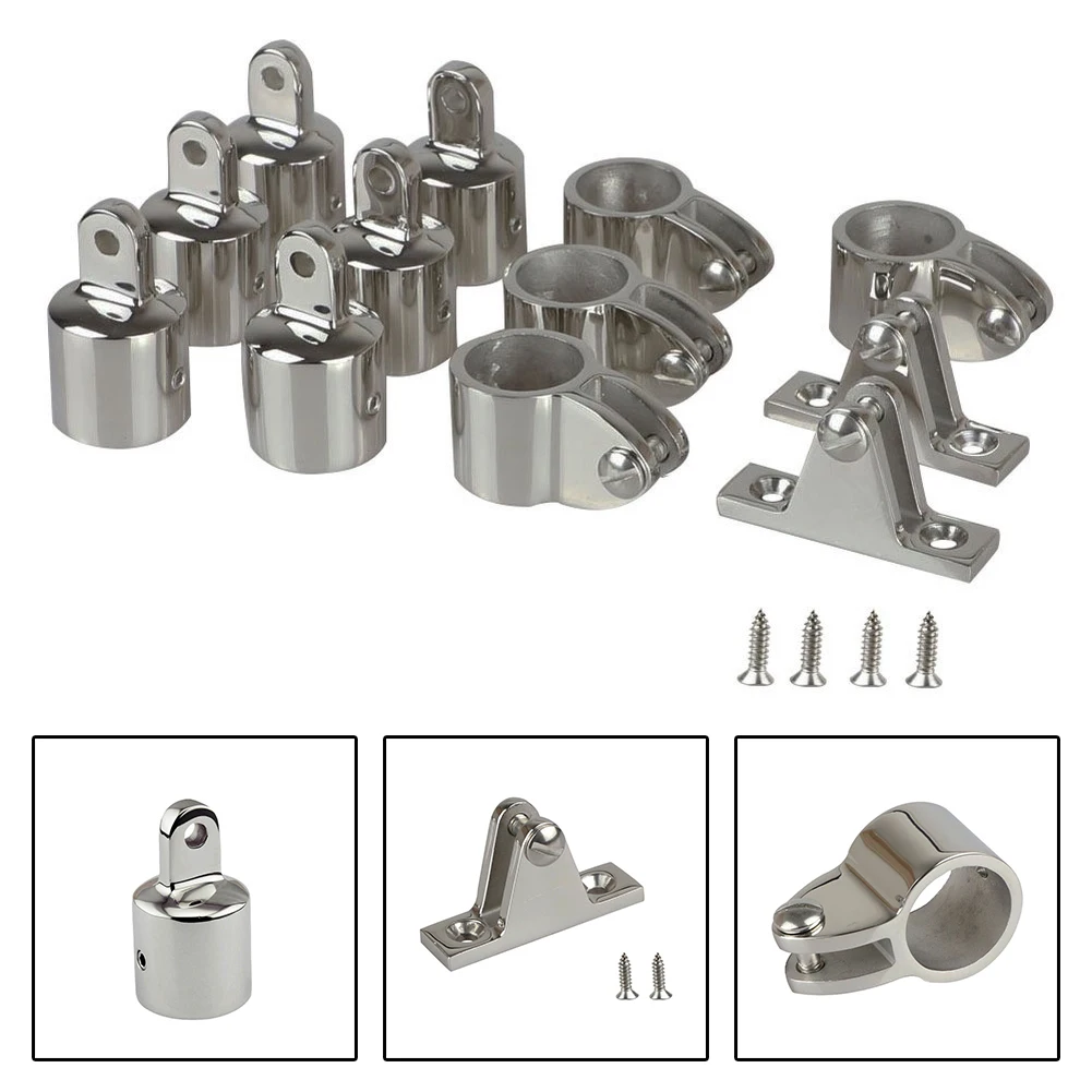 316 Stainless Steel Top Fittings Kit 12 pcs for Bimini Top 7/8 inch Tube Eye End Jaw Slide Deck Hinge with Hex Key