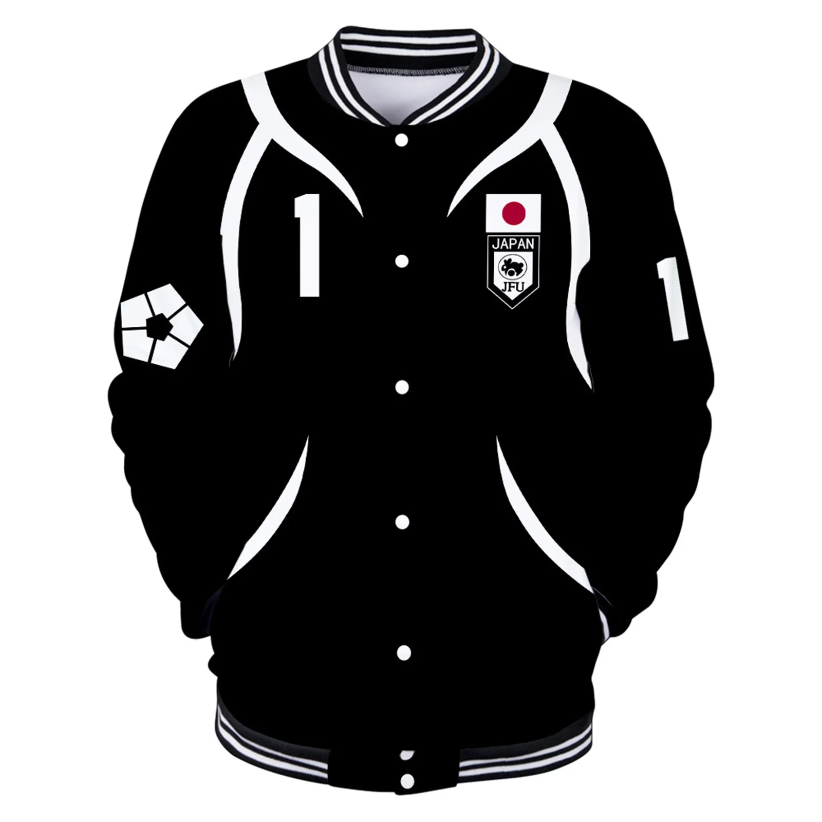 

2025 Anime Yoichi Isagi Cosplay Black Coat Button Sport Coat Unisex Jacket Baseball Uniform Casual Sportswear Team Uniforms