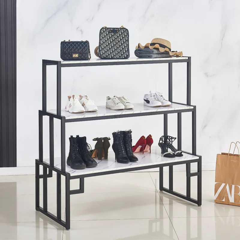 Clothing store window shoe rack bag storage display rack floor-to-ceiling shopping mall display cabinet multi-layer golden middl