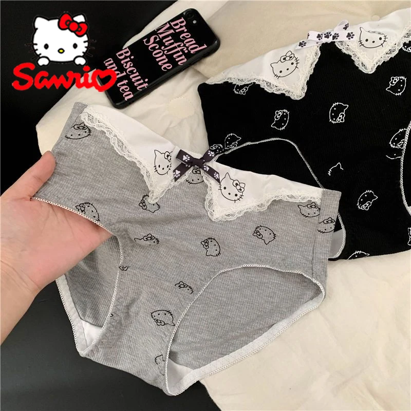 Kawaii Sanrio Hello Kitty, женское треугольное нижнее белье, сексуальные женские хлопковые мягкие дышащие трусы с героями мультфильмов, подарки на день рождения для девочек