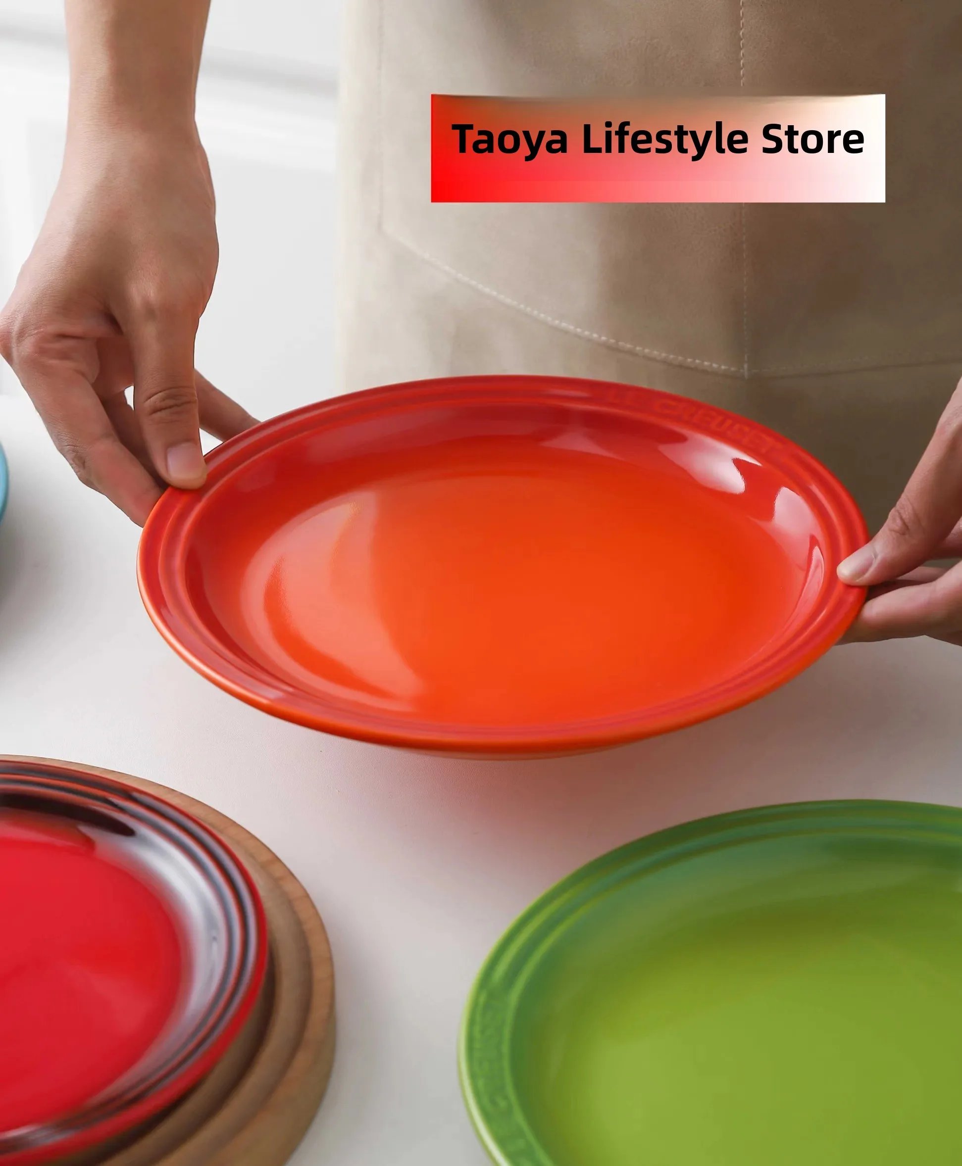 

Le Creuset Cool Color Enamel Cerc Dinnerware round Plate 9 Inch 75 Inch Flat Plate French Sle Handmade Porcelain Di