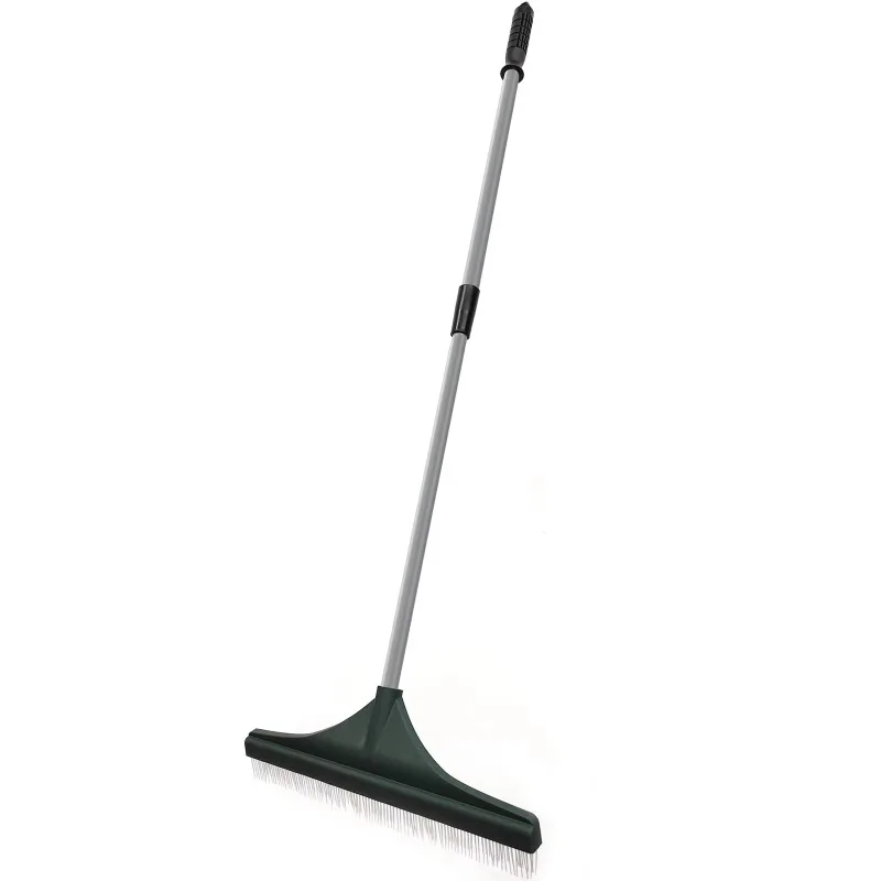 

Turf Carpet Rake Broom Hand Rake with Adjustable Handle Steel Grass Leaf Removal Plastic Hay Rake