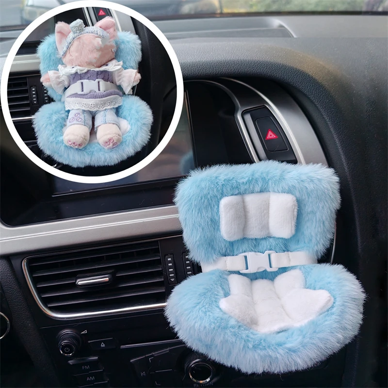 

Doll Car Seat For 10-17cm Dolls With Soft Furry Cushion Clips Onto Car Air Vent Or Seat Leg Perfect For Desktop Display Labubu