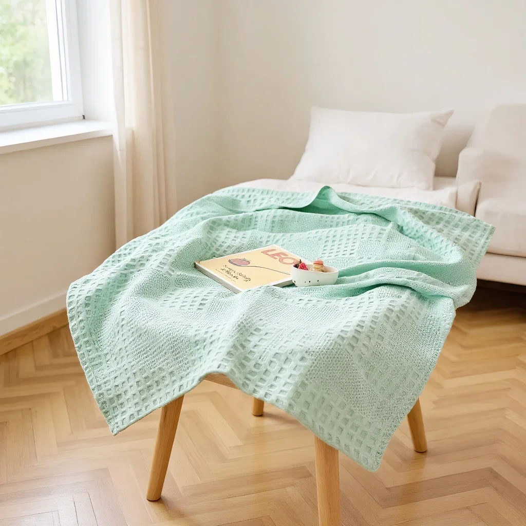 100% Xinjiang Cotton Quilt Blanket for Air Conditioner Lunch Break Thread Blanket Gift Thin Blanket Sofa Bedroom Solid Color