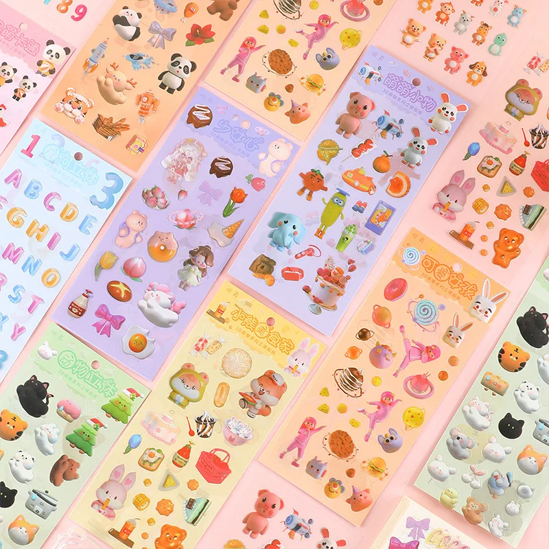 MOHAMM 1 Sheet 3D Kawaii Three-dimensional Hand Account Sticker Cartoon Waterproof PVC