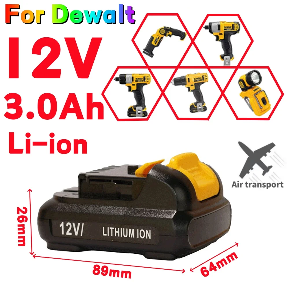 

12V 3000mAh Li-ion Battery For DEWALT DCB120 DCB122 DCB124 DCB125 DCB121 DCB100 DCB101 DCB119 Power Tools Battery+Charger