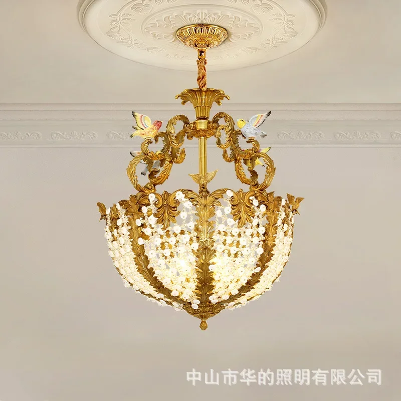 French medieval crystal chandelier luxury European palace all-copper restaurant bedroom corridor entrance lamp