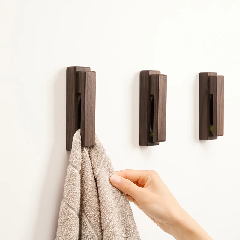 Behind the door hook, strong adhesive wall hanging, solid wood towel hook, non perforated bathroom household items