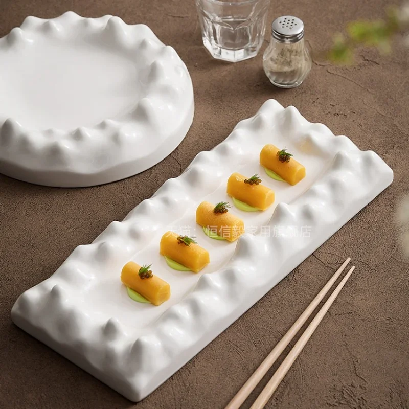 White ceramic mountain modeling plate dish Hotel restaurant commercial artistic conception dish cold dish fruit salad plate