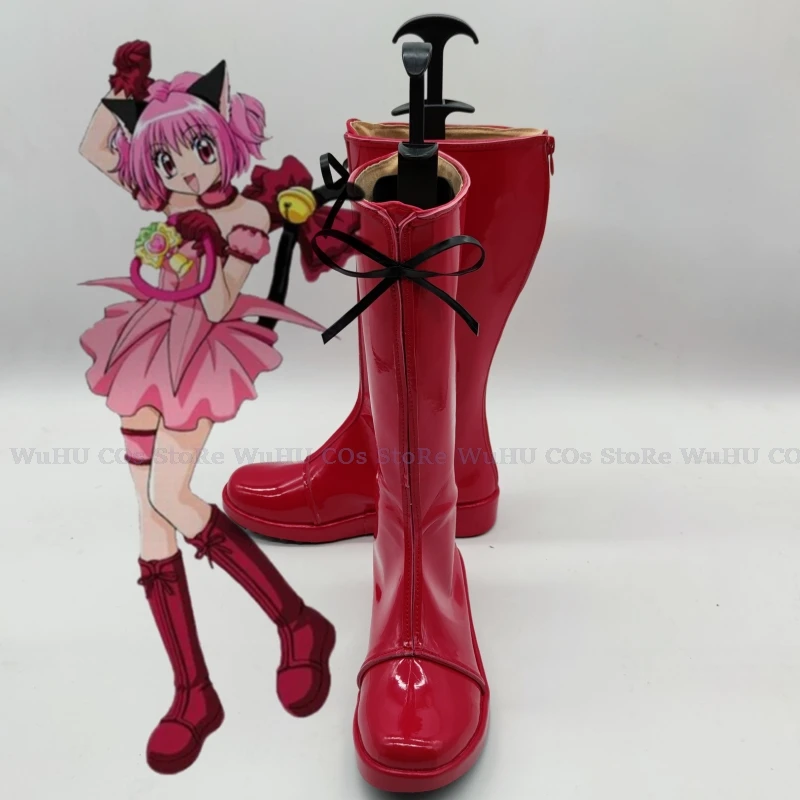 

Anime Tokyo Mew Mew Momomiya Ichigo Cosplay Strawberry Female Cosplay Shoes Red Pu Leather Boots Shoes Women Halloween Cosplay