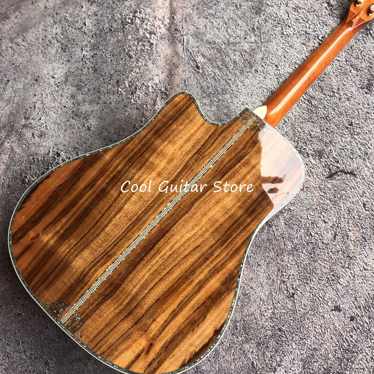 Top Quality,All KOA Wood  Cutaway ModelAcoustic Guitar,Ebony Fingerboard,Big Vase Inlay,Abalone BindWood Pickguard