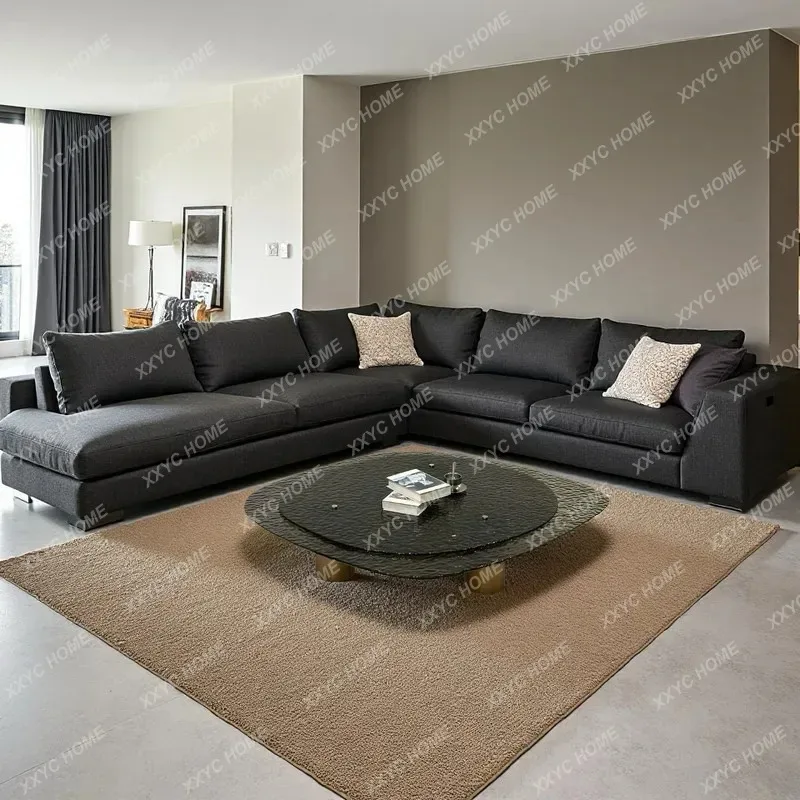 XMinimalist Irregular Coffee Table 2026 Villa Shaped Water Ripple Glass Luxury Tea Color New Double Layer
