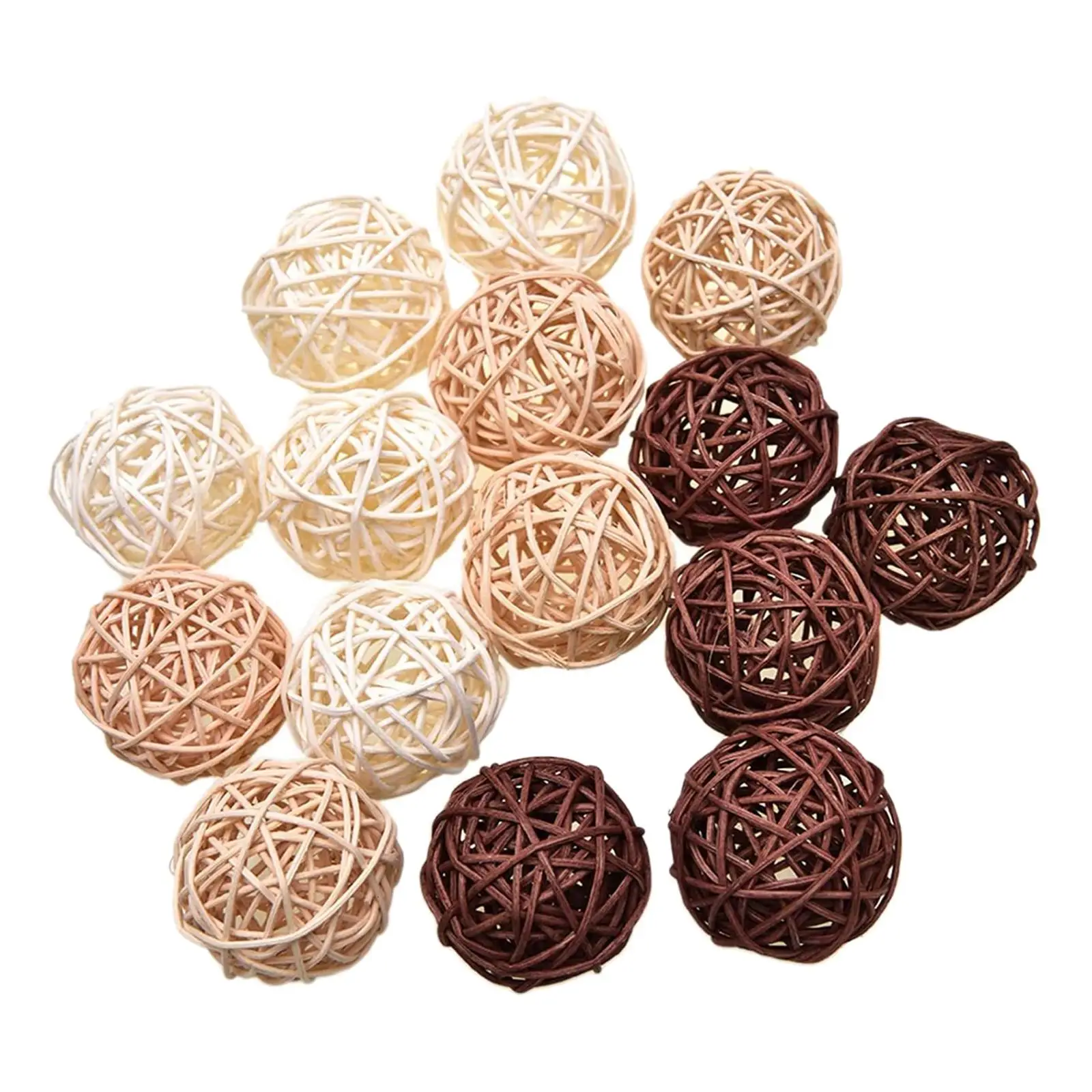 15pcs Natural Wicker Rattan Balls for Vase Fillers Decorative Orbs Home Decor Bowl Centerpiece Ornaments Handwoven Spheres for