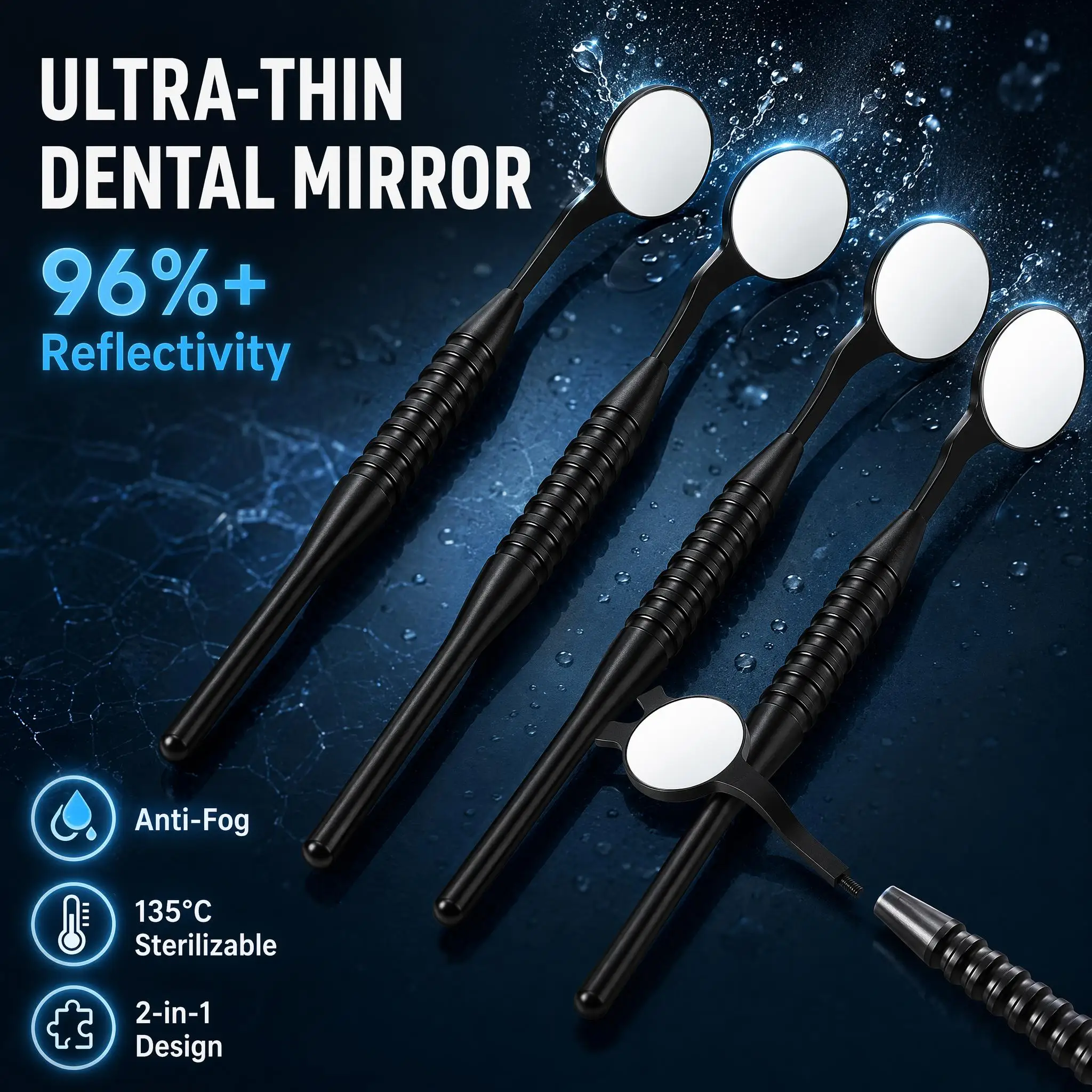 Ultra High Definition Double Sided Autoclavable Oral Mirror with Handle Aluminum Alloy HD Dental Mirror Single And Double Sided