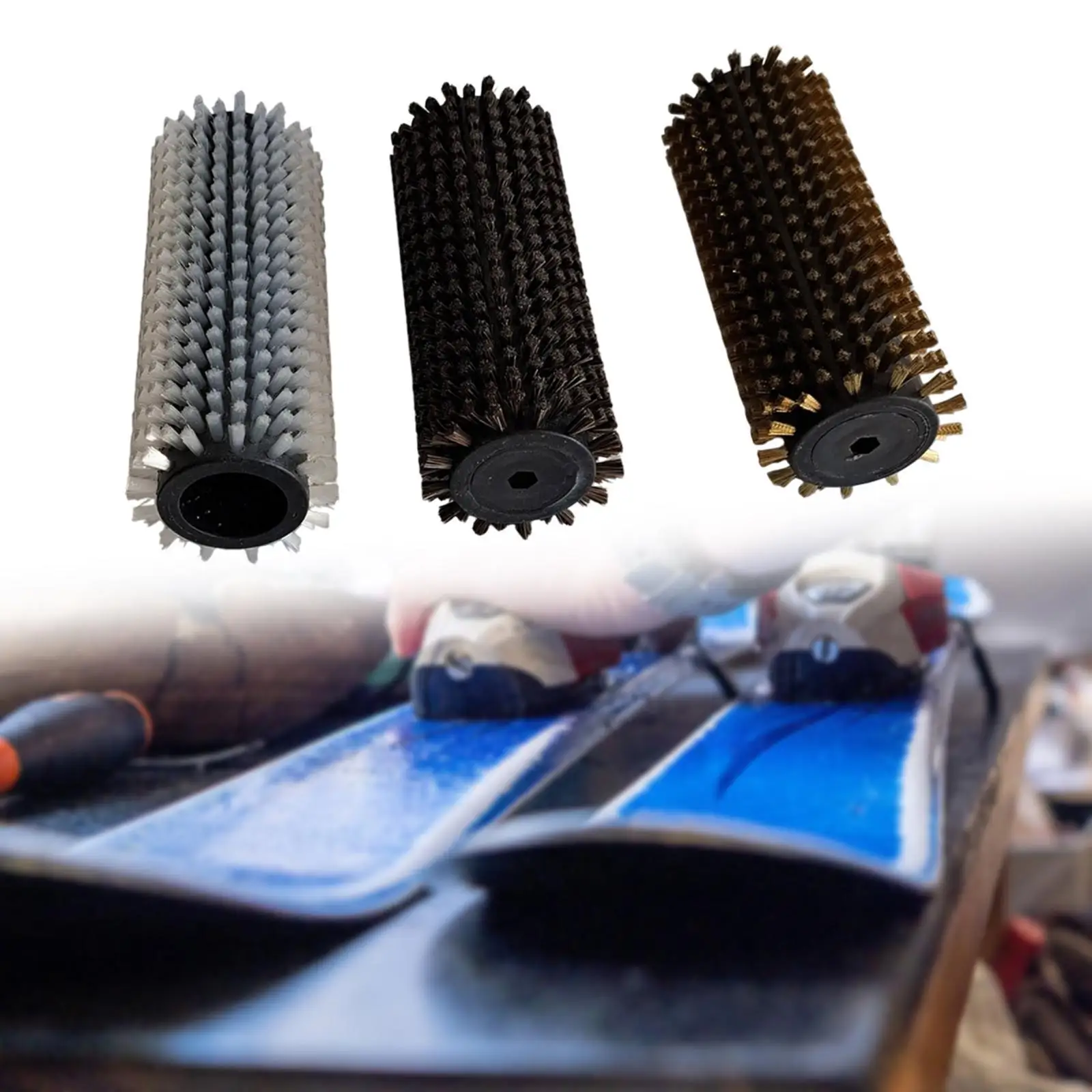 Değiştirilebilir Kayak Fırçaları Kayak Balmumu Fırçaları Naylon Pirinç At Kılı Fırçaları Bakım Araçları Taşınabilir Snowboard Ağda Fırçaları