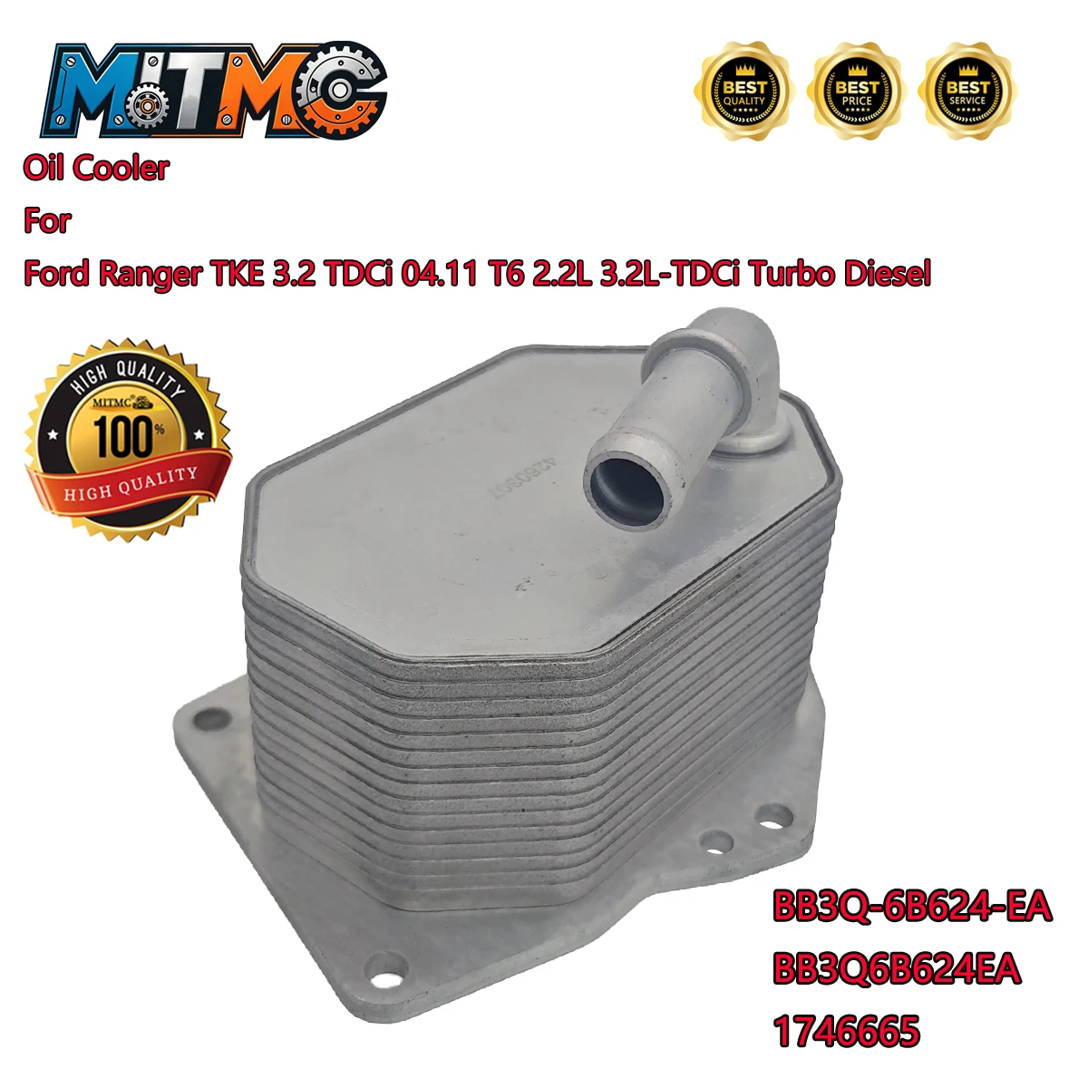 Enfriador de aceite MITMC para Ford Ranger TKE 3.2 TDCi 04.11 T6 2.2L 3.2L-TDCi Turbo Diesel BB3Q-6B624-EA 1746665 BB3Q6B624EA