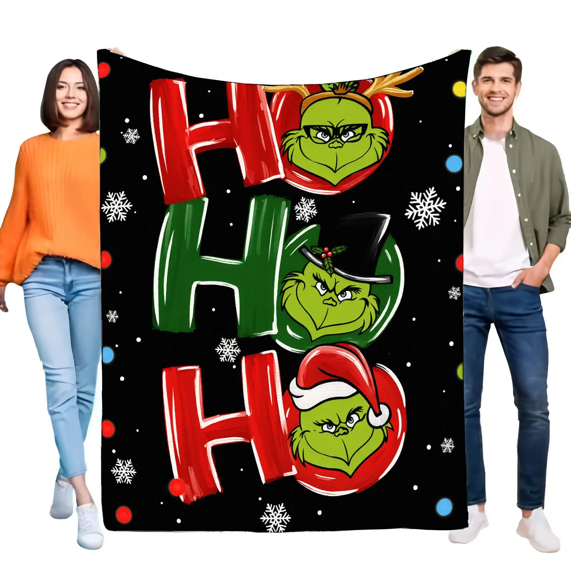 بطانية عيد الميلاد Grinch مريحة وناعمة ودافئة أريكة رمي ديكور هدية العيد للأطفال والكبار، ألوان نابضة بالحياة مع ديسي احتفالية #1