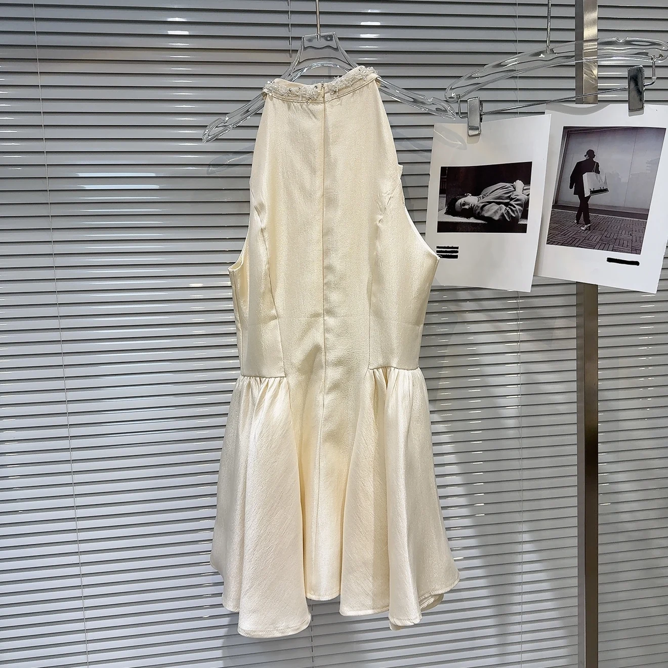 2025년 여름 신상 달콤한 매듭 실크 새틴 비즈 장식 여성용 하이웨이스트 롱 드레스