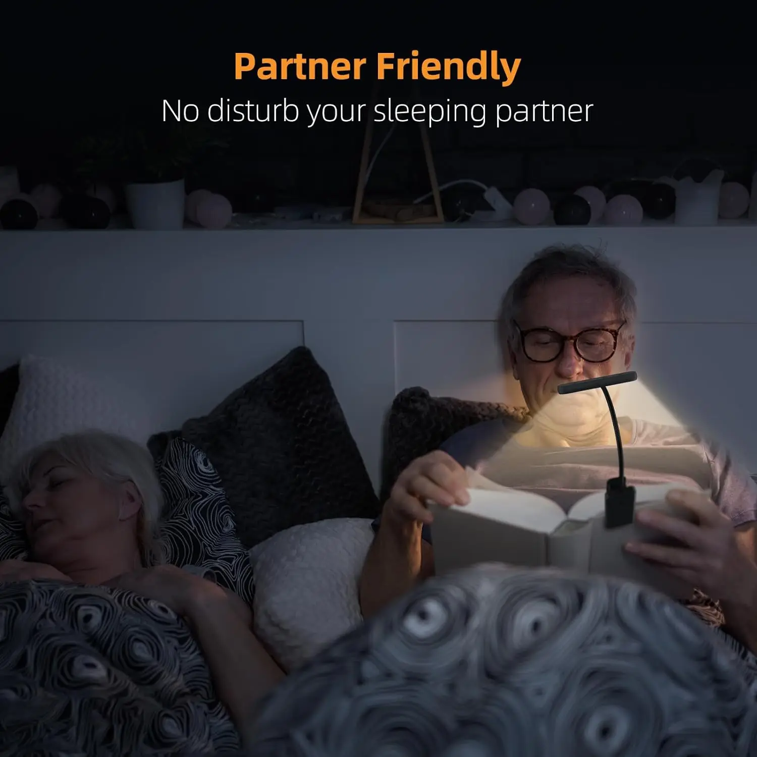 Lampe de lecture portable aste par USB, lumière du jour blanche chaude et froide, lampe de nuit flexible à clip facile, 14LED