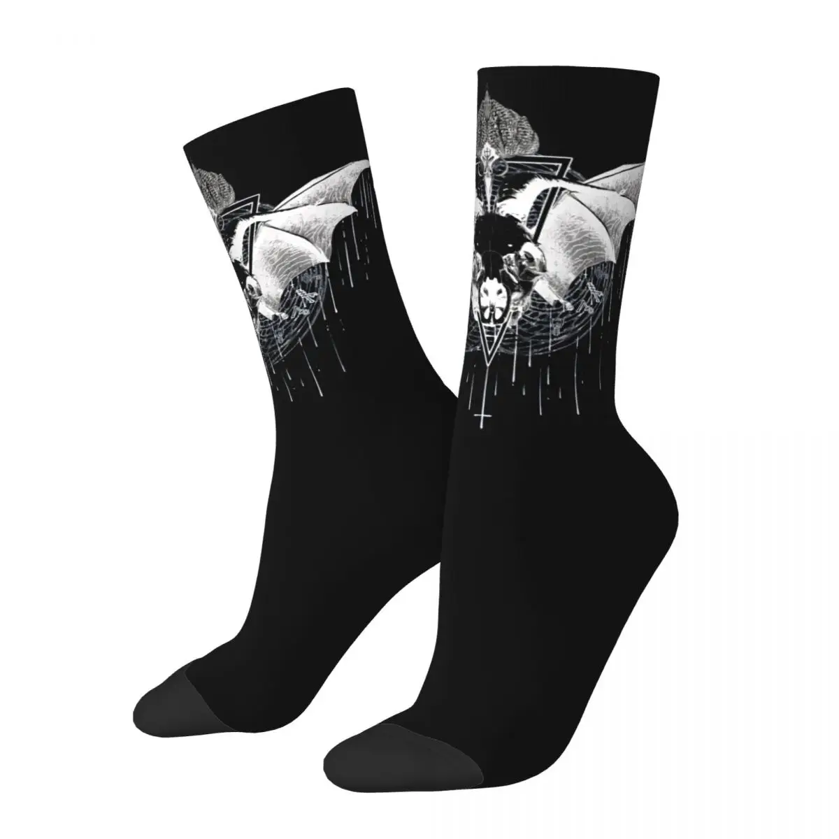 Hip Hop Retro Goat Magick Bat Crazy Men's Socks Unisex Baphomet Art Street Style Seamless Printed Happy Crew Sock Boys Gift