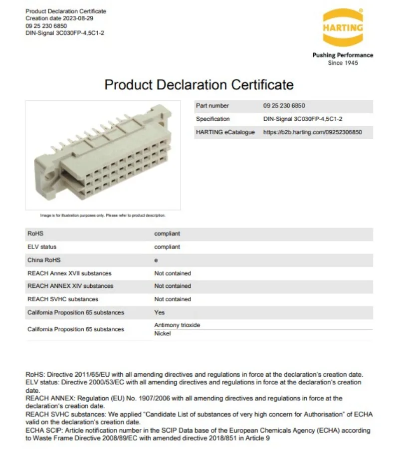 New HARTING 09252306850 DIN 41612 Connectors