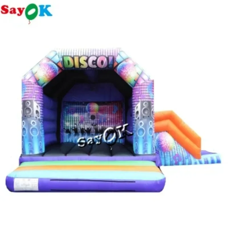 17ft Inflatable Disco Bounce Slide House Inflatable Disco Bouncy Jumper With Air Blower For Wedding Shows Party