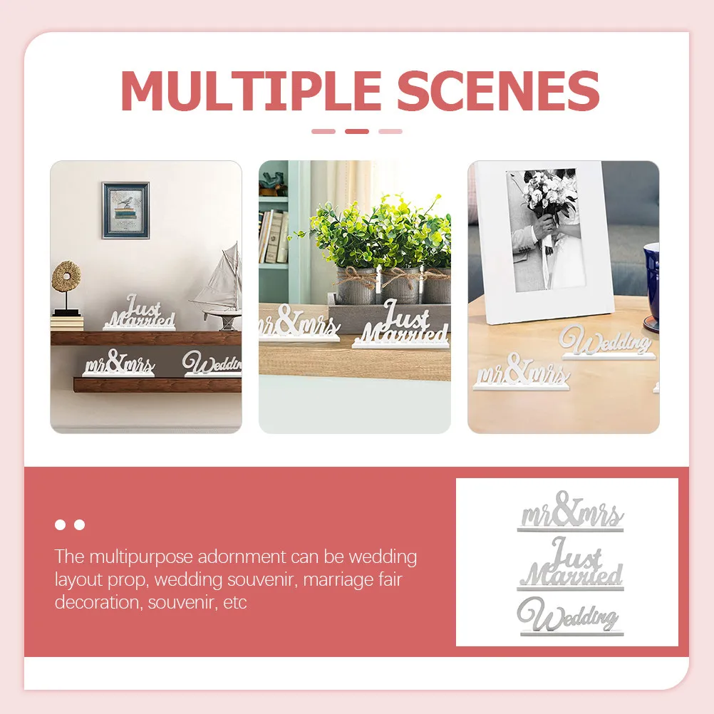 1Set Freestanding Wooden Wedding Sign Mr and Mrs Just Married Decoration Tabletop Party Home Decor Wedding Souvenir Gift