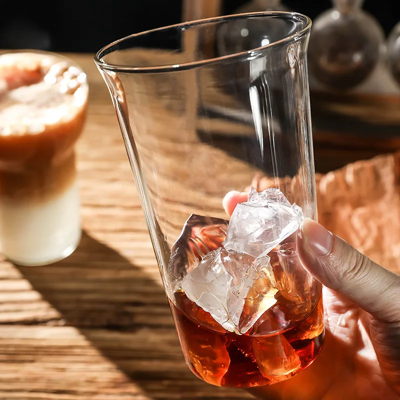 

Термостойкая прозрачная стеклянная чашка для холодного латте, холодного приготовления кофе, чая с молоком и широким горлышком