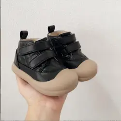 Botas de nieve de piel auténtica esmerilada para niños, zapatos informales de algodón con felpa gruesa, botas cortas cálidas para niñas, invierno, nuevo