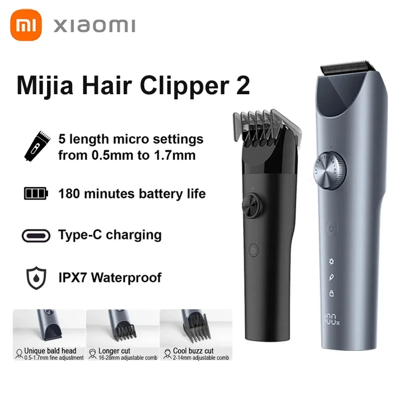 

Xiaomi Mijia Hair Trimmer Hair Clipper Professional Trimmer for Men IPX7 Waterproof Beard Trimmers Cordless Electric Hair Cut