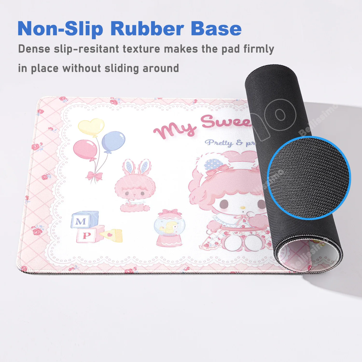 Mouse Pad Large Kawaii My Melody Cute Mat Pink Office Keyboard Desk Mat Laptop Gaming Accessories Large Natural Rubber Mousepad