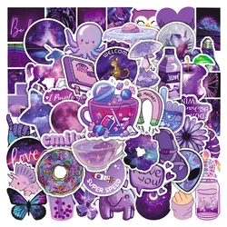 50pcs Ins purple style series graffiti stickers suitable for helmet desktop wall decoration DIY sticker pack with storage box