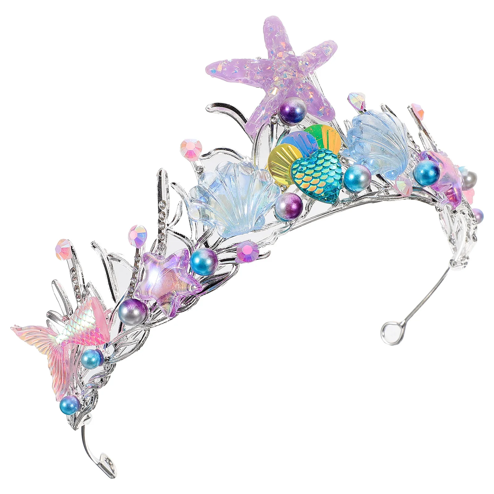 

Hair Princess Performance Tiara Girl Child Crown Decor Plastic Mermaid Theme Party Favors Headband