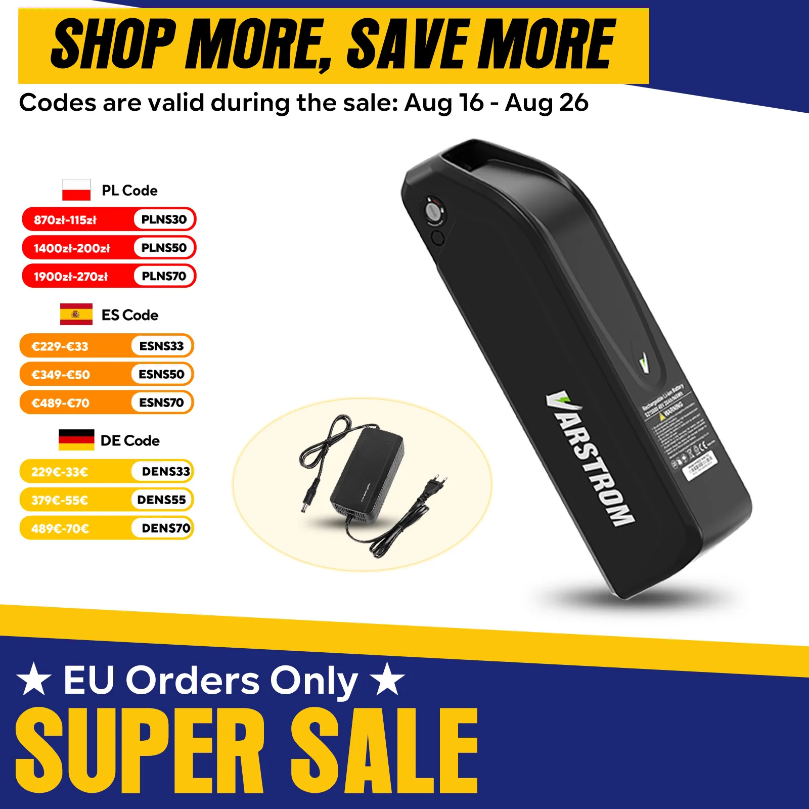 [2-7 Tage Lieferzeit] Varstrom E-Bike Akku 48V 52V Hai-long Yingwu 15.6Ah 16Ah 20Ah 30Ah BMS Downtube XT60 UN38.3 für Bafang BBS Mittelmotor 250W-1500W Nabenmotor Tongsheng TSDZ Drehmomentsensor-Motor