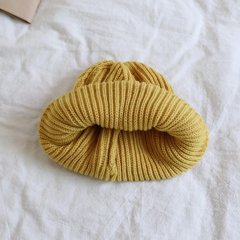 Embroidery of Letter Baby Knitted Hat Autumn Winter Warm Newborn Infant Caps for Boys Girls Soft Comfortable Toddler Kids Bonnet