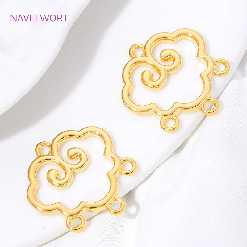 1/2/4Pcs 18K Gold Plated Brass Cloud Shape Connector Charms,Connector For Beads,Connectors For Bracelets Making,Jewelry Findings image 3