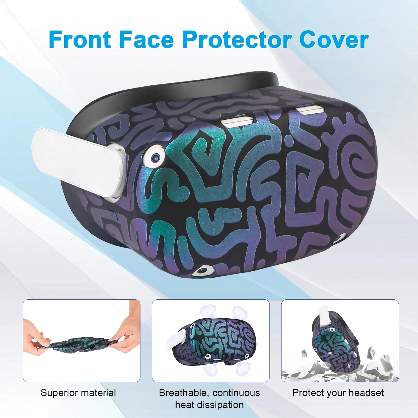 نظارات الواقع الافتراضي ثلاثية الأبعاد VR تدعم الواقع الافتراضي 360 درجة ° بانوراما شاشة كبيرة Bluelight لمجموعة غطاء سيليكون Oculus Quest 2