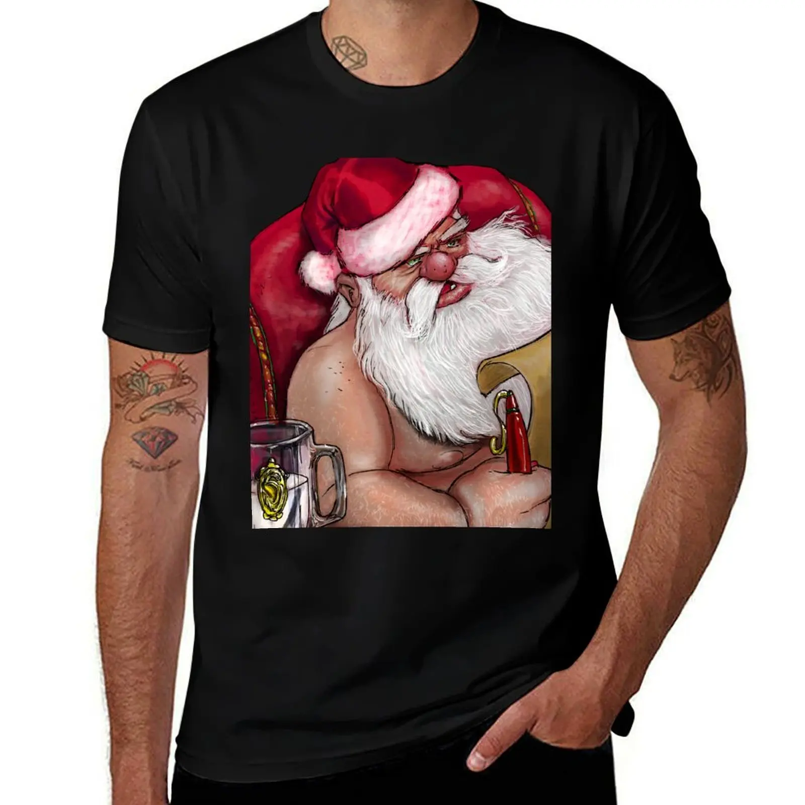 

Футболка с надписью Santa and the Naughty или Nice, хлопковая футболка, забавные футболки, темная футболка с юмором