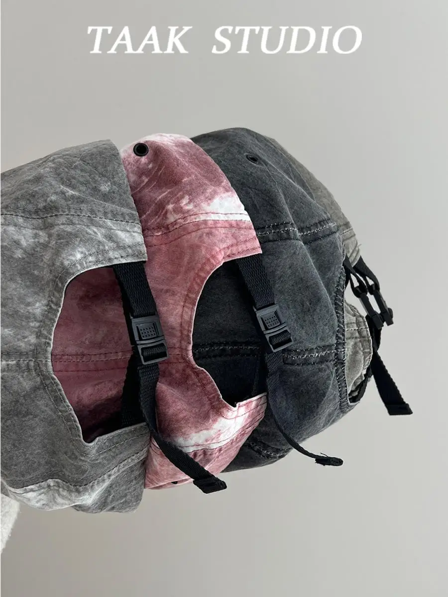 American retro short brim cap baseball cap women's spring and summer tide brand washed soft top tooling cap