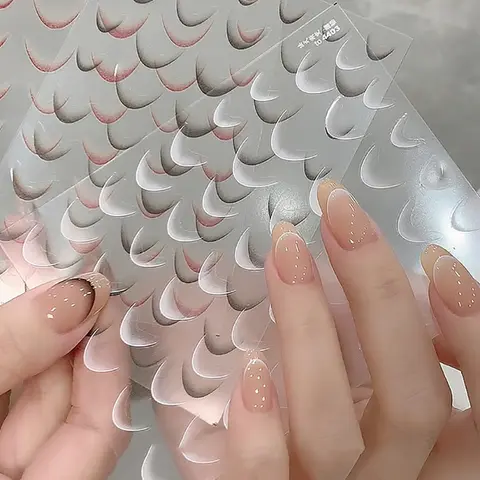 1 ark mode franska gradient nagelkonst klistermärken tunna svarta vita linjer tryck på nageldekaler manikyrdekorationer gör-det-själv 6 best sales svartvita klistermärken - №5
