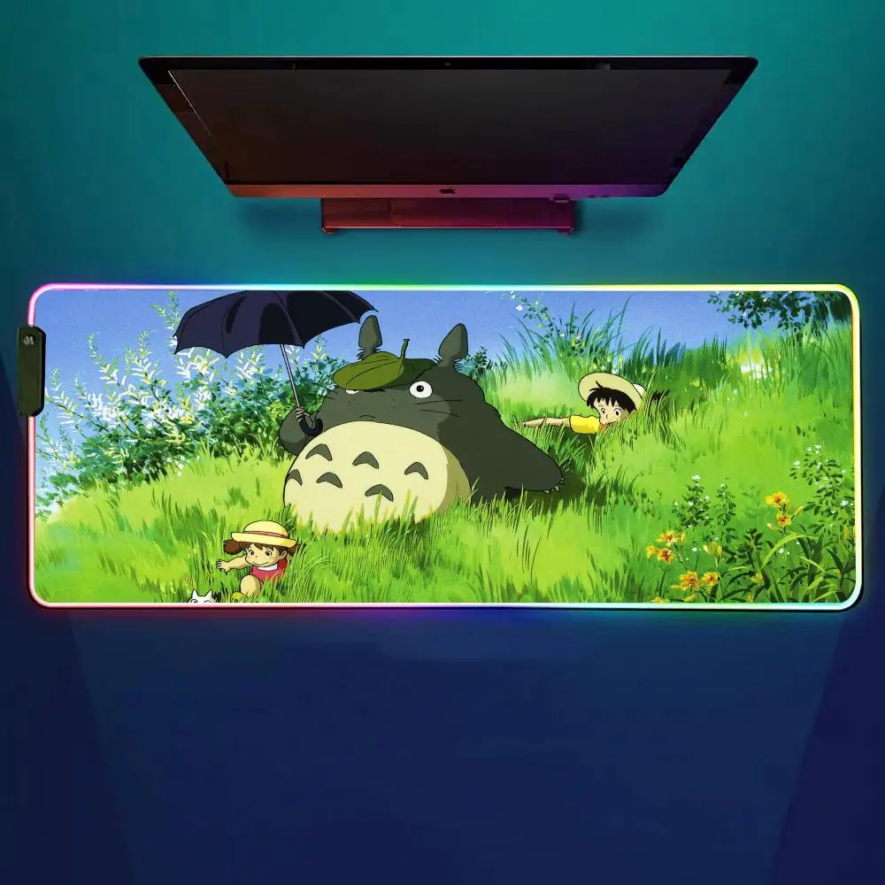 

Коврик для мыши My Neighbor T-totoro-es RGB игровой коврик для мыши настольный коврик HD Gamer большой светодиодный светильник XXL коврики для мыши