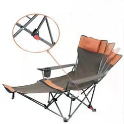 Portable Folding Deck Chair Adjustable Camping Chair With Cup Holder And Footrest Outdoor Furniture Chair Beach Chair Single Bed