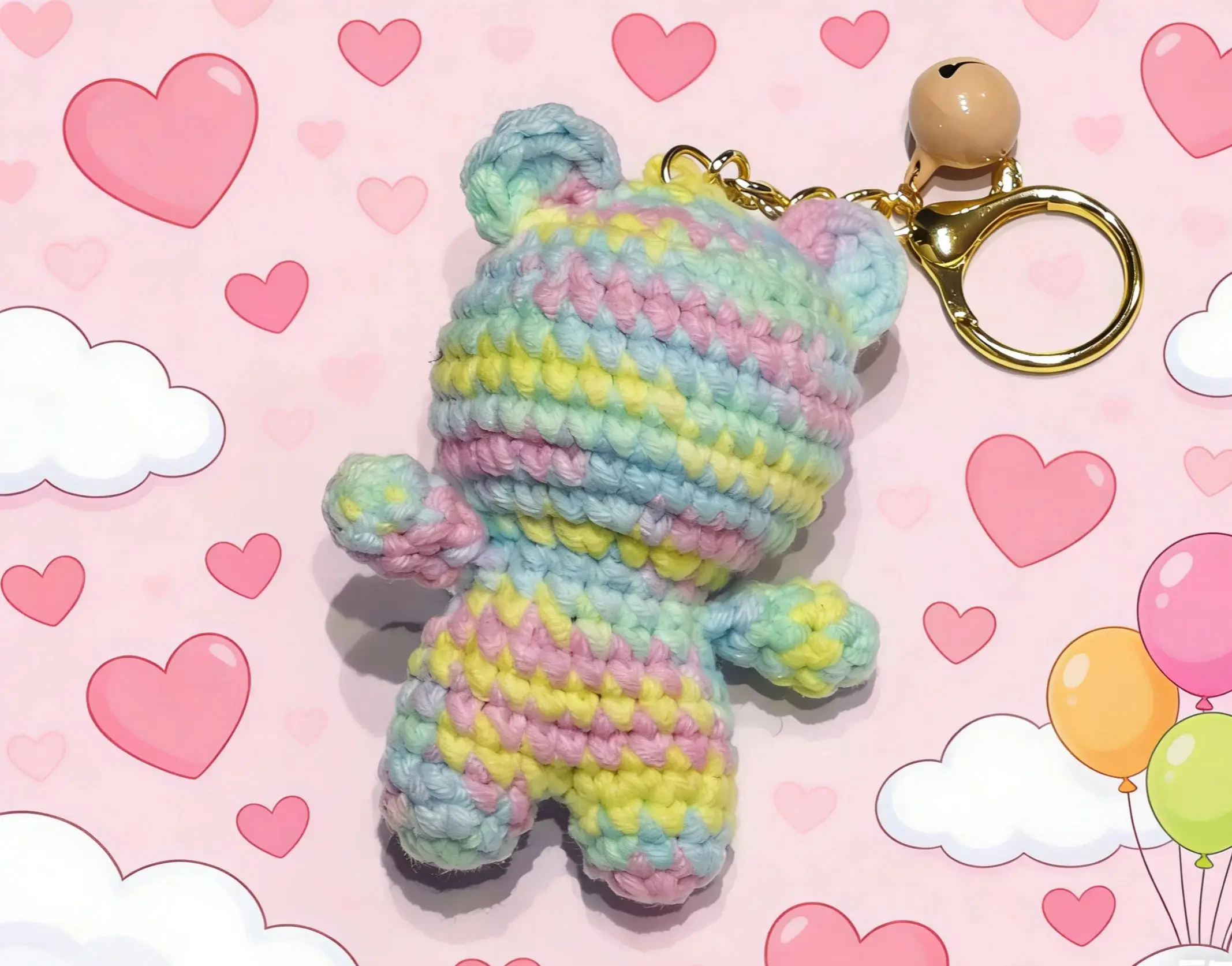 Cute Small Bear Keychains Unique Knitting Cartoon Doll Funny Keyrings Crochet Keychain Keys Bag Pendant