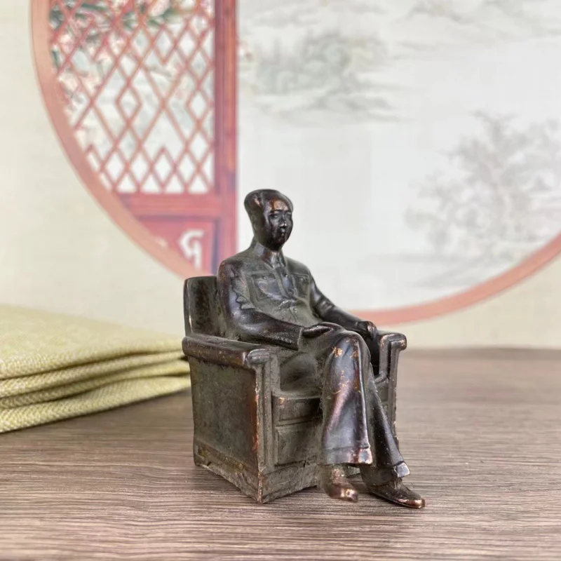 Antique Old Decoration Copper-Plated Chairman Mao Statue Decoration Living Room Statue of the Giant Retro Mao Zedong Sofa Statue