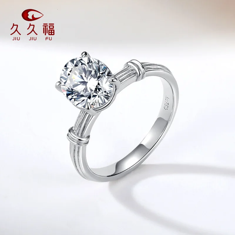 

Chic Double Sided Rose Oval Ring for Women, PT950 Platinum and 3 Carat Moissanite, be a premium gift choice for ladies.