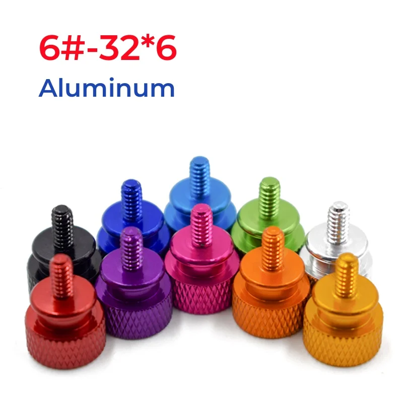 6#-32(m3.5)*6 Colorful Anodized Aluminum Computer Screw Step Thumb Screws Knurled Hand Bolts