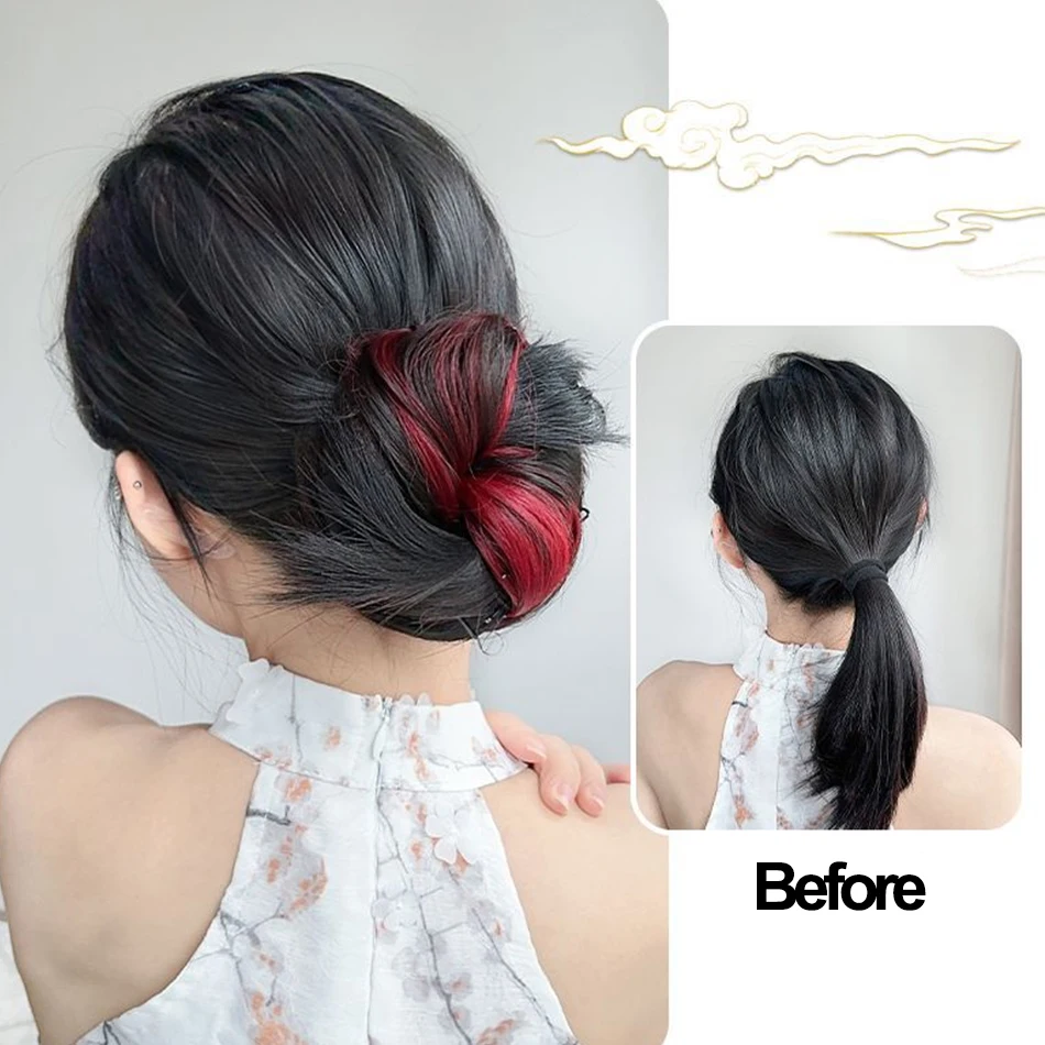 Anxin Colorful Highlights High temperture Fiber Ponytail Synthetic Hair Extensions